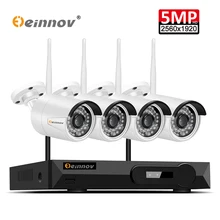 Einnov 5MP беспроводной 4CH CCTV NVR комплект видеонаблюдение Открытый Wi-Fi камера безопасности s H.265 IP камера ИК светильник HD Крытая сигнализация