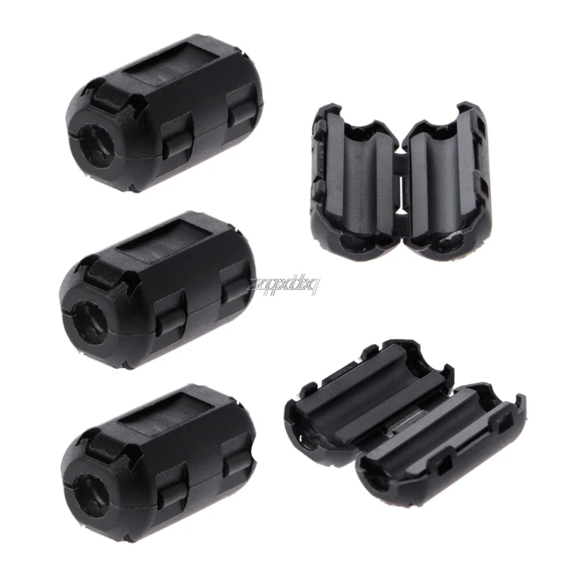 5 Pcs 5mm Clip-On Ferrite Ring Core Noise Suppressor For EMI RFI Clip Cable Active Components Filters Whosale&Dropship