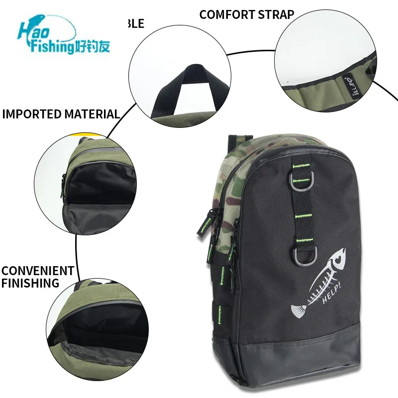 Fishing multi-purpose bag 34cm*20cm*11cm Two-Layer Waterproof Canvas Outdoor Portable large Capacity Fishing Tackle Bags Pesca