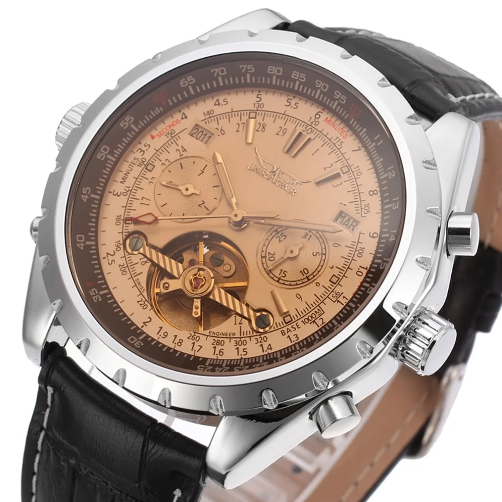 

JARAGAR New Men Automatic Mechanical Watches Top Brand Luxury Leather Strap Watch Tourbillon Transparent Sport male Wrist Watch