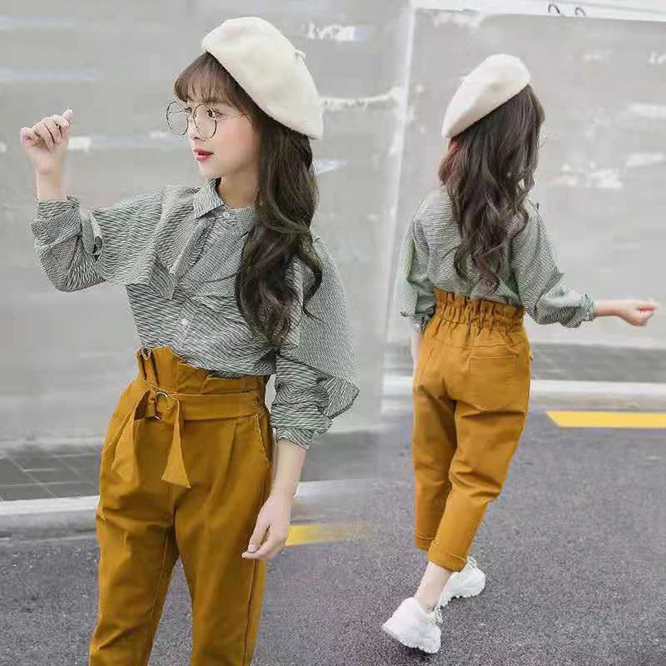 Yeni 2019 Gomlek Pantolon Bebek Cocuk K z Tak m Elbise 2 Adet Moda K zlar giyim setleri 10 12 Y l Cocuk Giysileri 6 8 10 bebek K z AliExpress