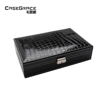 Casegrace refined jewelry box organizador de maquiagem leather big locked earring rings necklace storage organizer boxes 01106
