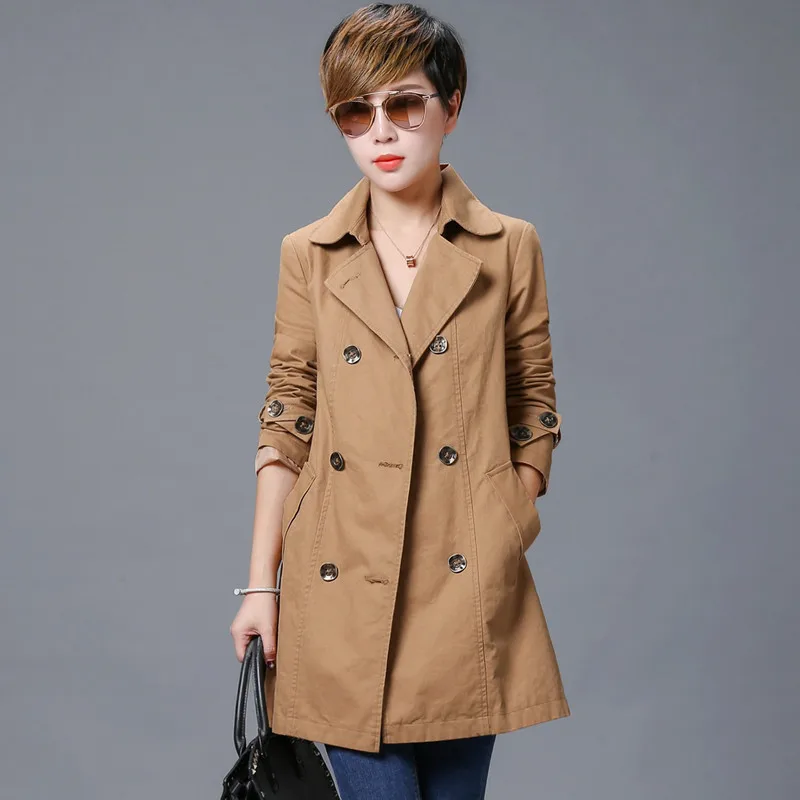 De Que Tranchée Femmes Para navy Coupe Printemps 100Coton vent Khaki Fyy254 Manteau Automne Marine Plus Taille Mulheres Européenne La Femelle nw8vNPym0O
