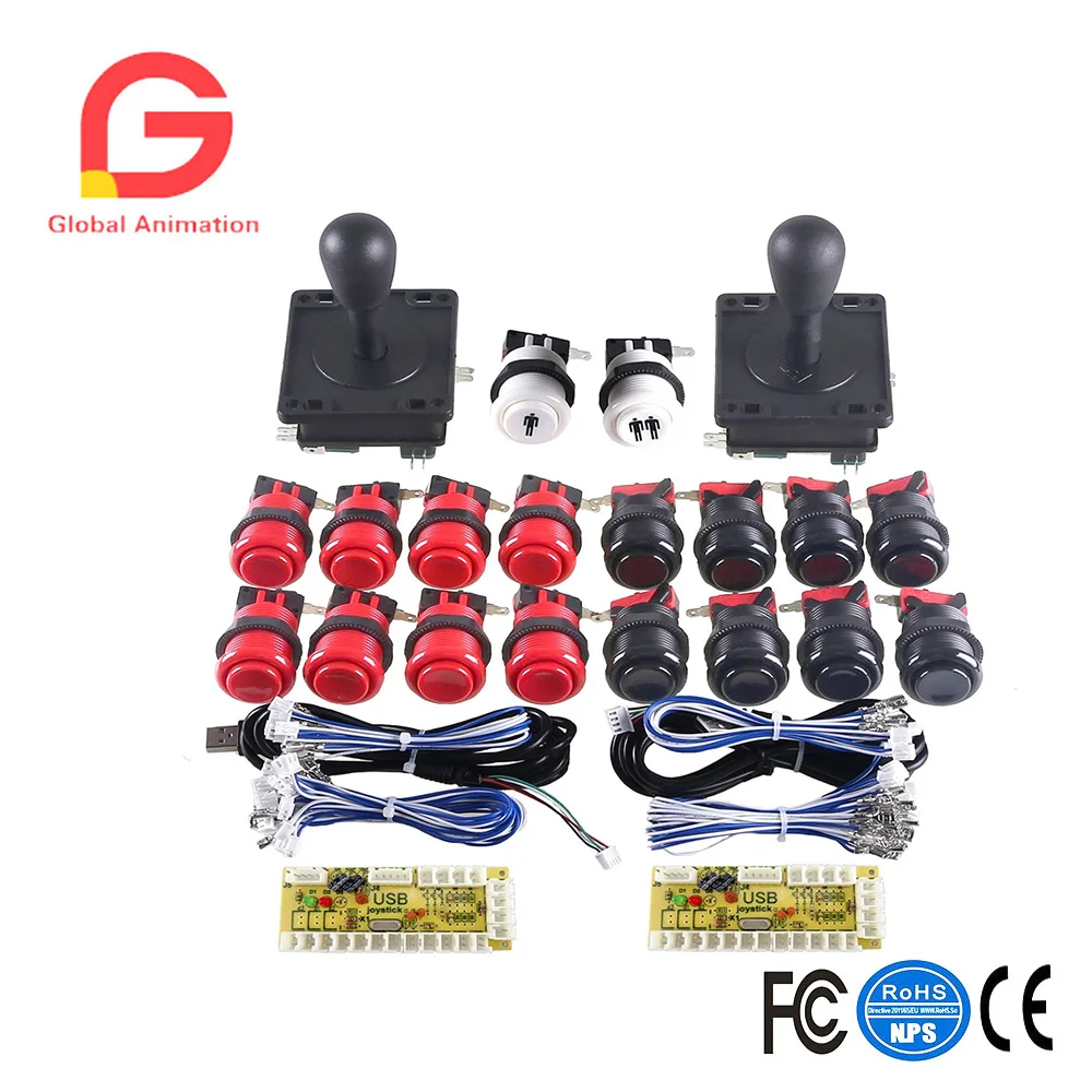 

Arcade Button And Joystick Kit DIY Game Replacement Parts For Mame Cabinet 2xZero Delay USB Encoder 2x 8 Way Arcade Joystick
