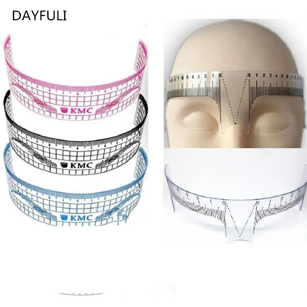 

New Plastic Eyebrow Tattoo Stencils Reusable Makeup Brow Measure Eyebrow Guide Ruler Permanent Tools