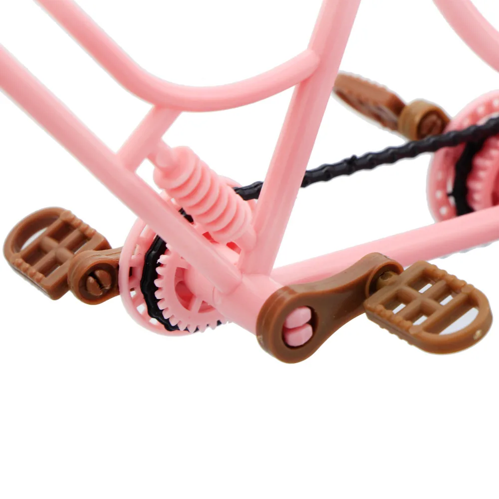 High Quality Pink Plastic Three-seat Bicycle Detachable Fashion Bike Outdoor Toy DIY Accessories For Barbie Doll Dollhouse Gift