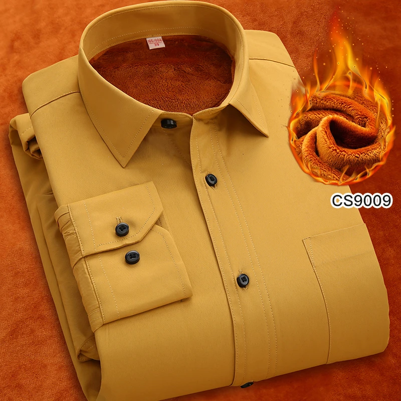 CS9009 PAULJONES, плюс размер, 8XL, 5XL, 6XL, Мужская Однотонная рубашка, теплая, длинный рукав, бархат, термо, повседневная, зимняя, большой размер, мужские рубашки M1xxx - Цвет: CS9009