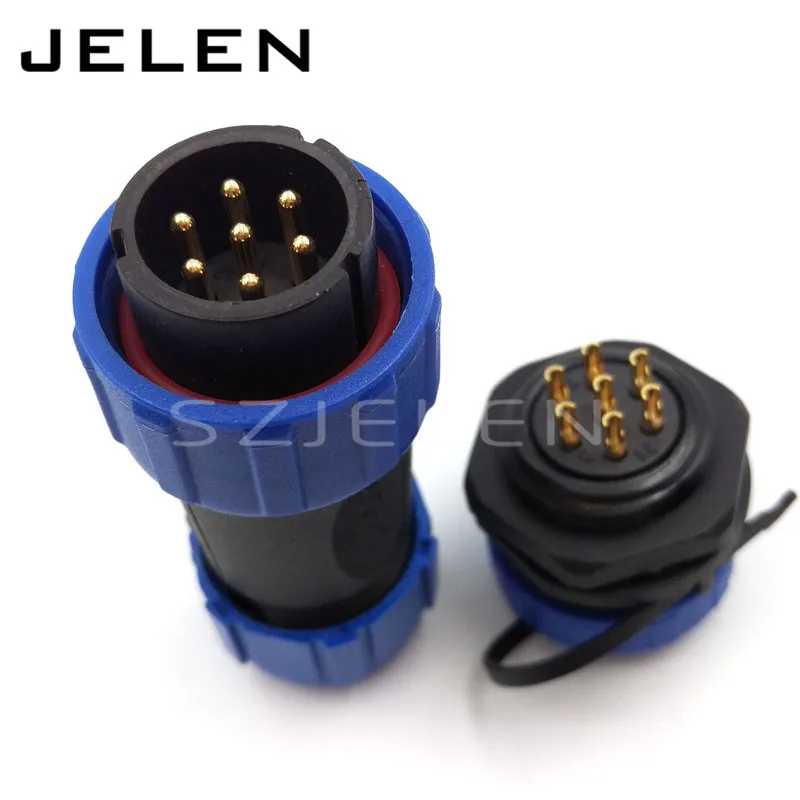 Conector Impermeável Sp21 34 10 12 Pinos 21 mm Conector de Montagem em Painel Conectores Masculinos e Femininos Ip68