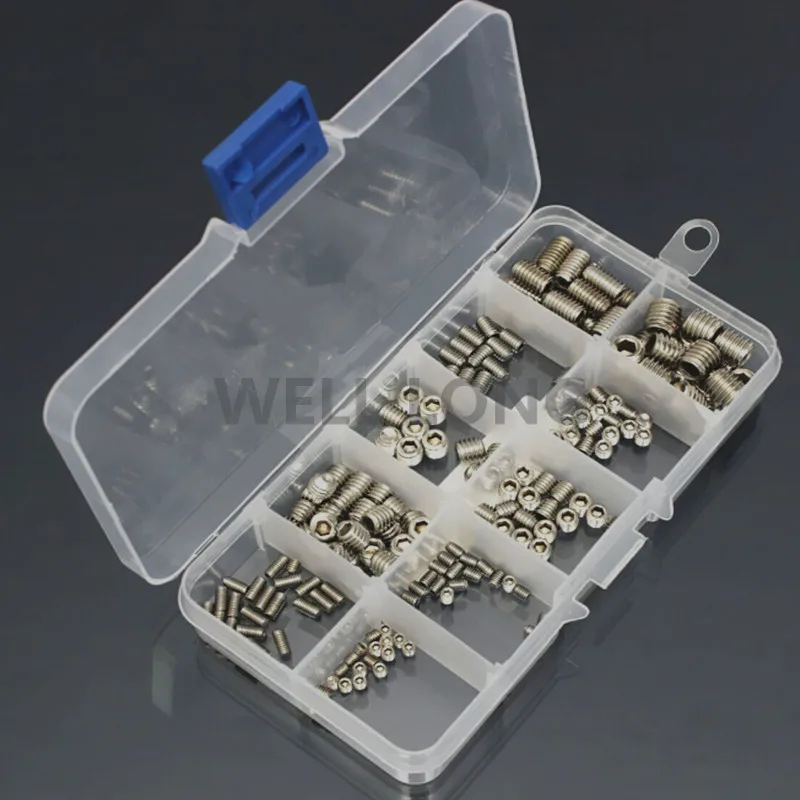 

100pcs/set Stainless Steel Hex Socket Screw Set Assortment Grub Screws Set Kit,M3-M8.