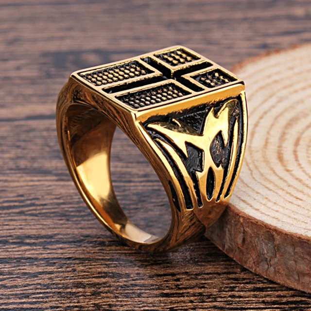 Men's gold 2024 stainless steel rings