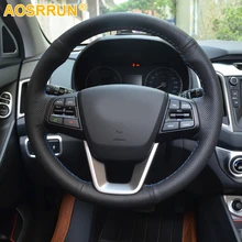 Funda de cuero genuino para volante de coche, accesorios para Hyundai Creta 2015 2016 2017