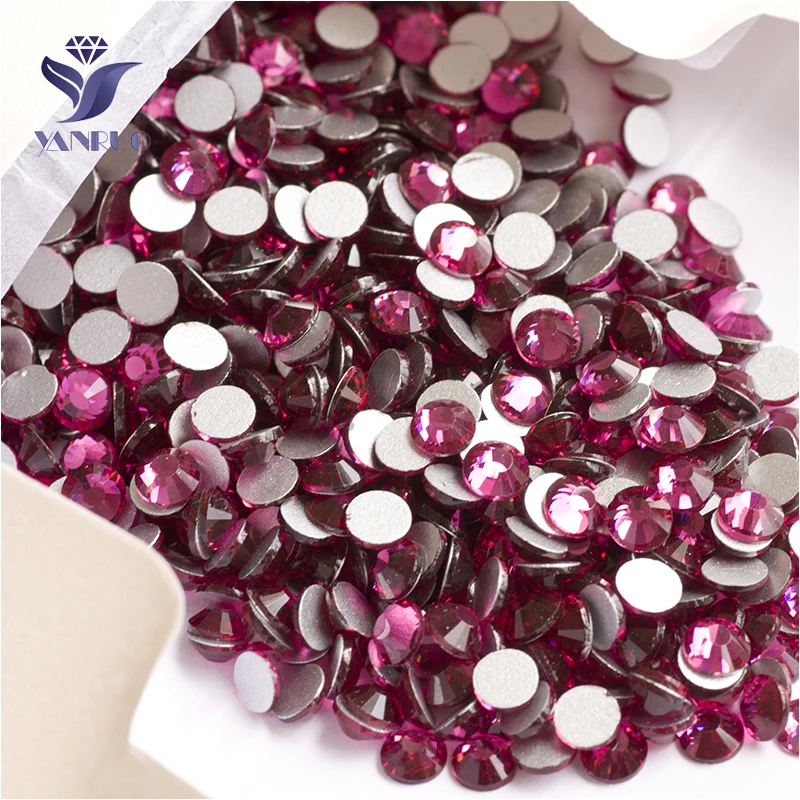 

YANRUO 2058NoHF SS16 Fuchsia 1440Pcs DIY Flat Back Strass Non Hotfix Crystal Nails Stones Rhinestones For Crafts