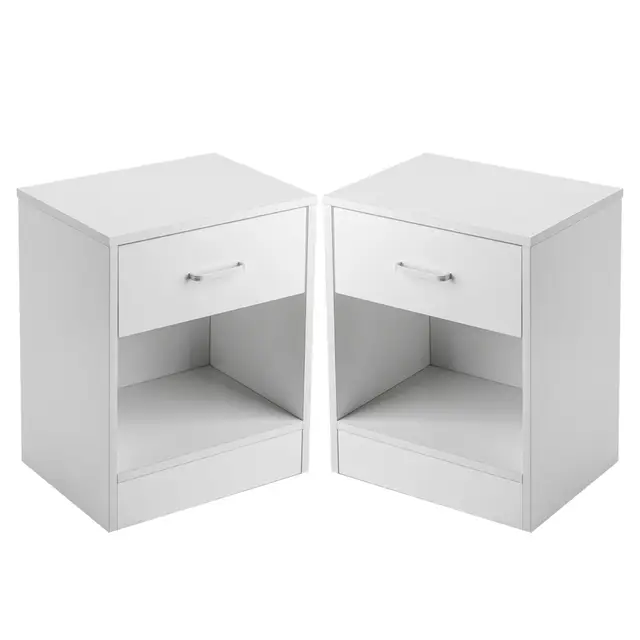 US 2 X Bedside Table Nightstand With Drawer Bedroom Furniture Storage Black White US Shipping In Nightstands From Furniture On