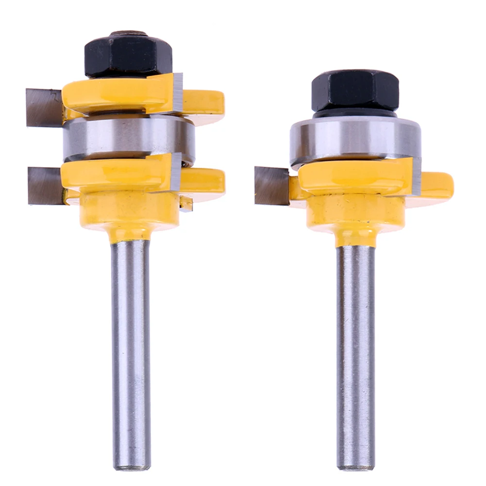 2pcs Tongue and Groove Router Bit 1/4 Shank Milling Cutter Set