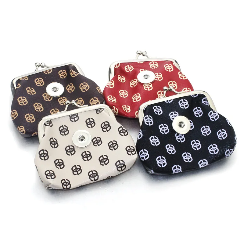 Hot sale Women Bag Snap Purse Pu leather Snap Button Wallet Bags 18mm