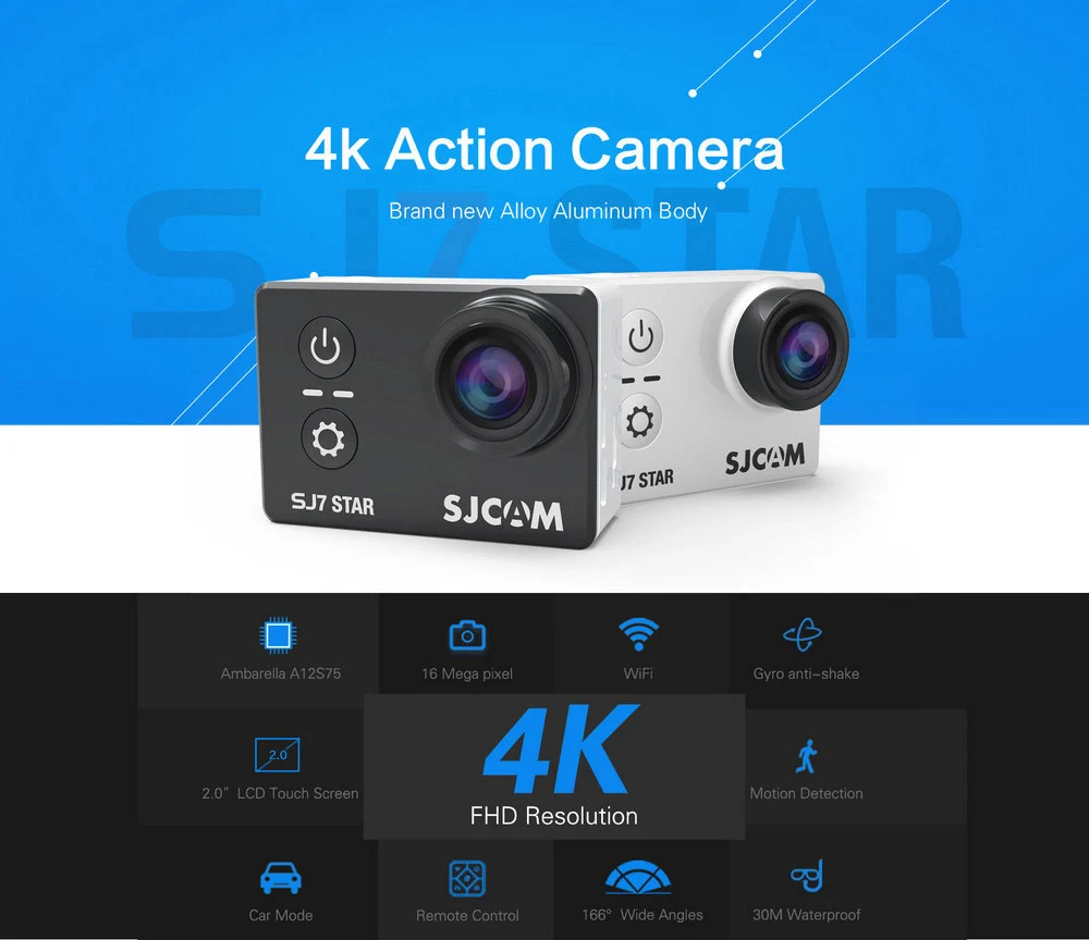 SJCAM SJ7 Star 4 K 30fps 2," сенсорный экран дистанционного Ультра HD Ambarella A12S75 30 м водонепроницаемая Спортивная Экшн-камера