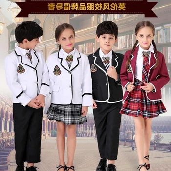 

4 Pcs children's school uniform clothing Boys long sleeved chorus of primary school students British student school uniforms