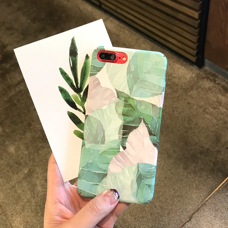 

Green leaf Phone Case for iPhone 6 6Plus 6s 6splus iPhone7 7plus 8 8plus iPhoneX XS Hard PC Frosted touch Siedery