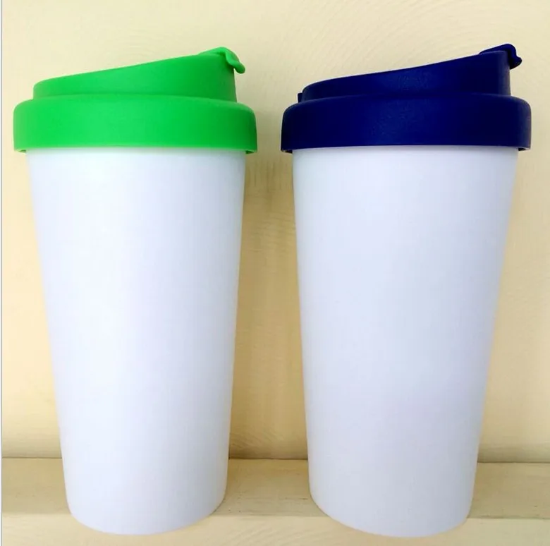 Plastic Coffee Mugs With Lids Drinker 450ml Insulated Plastic Thermal Mug With Sleeve New