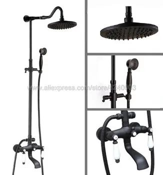 

Oil Rubbed Bronze Wall Mounted Rain Shower Faucet Hand Shower Sprayer Top Shower Tub Mixer Tap Khg645
