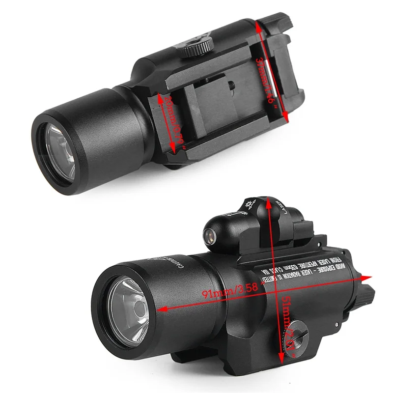 Tactical X400 LED Handgun Flashlight Weapon Light With Red Laser Sight Combo For Airsoft Hunting Shooting (10)