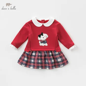 

DBZ8926 dave bella baby girls Plaid Dress long sleeves autumn dresses kids girls dress children birthday party boutique dress