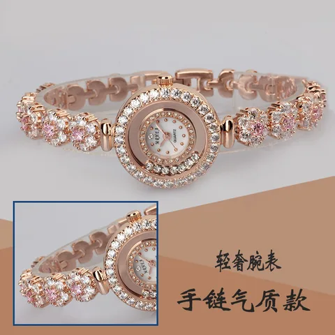 Tendência da Moda Relógio à Prova Vindo a Executar Nova Água Relógio Feminino Tem Pequeno Dial Rose Gold Rhinestone Bracelet Ver 2020 d’