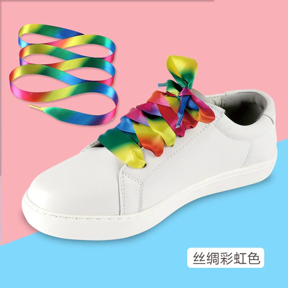 1 пара 120 см шнурки градиент цвета конфеты плоские круглые ботинки шнурки Ботинки со шнурками для мужчин и женщин унисекс - Цвет: rainbow