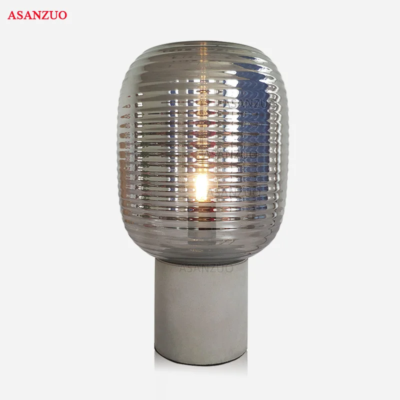 

Modern minimalist creative design Nordic table lamp cement base smoke gray glass lampshade LED E27 Room bedside Desk lamp
