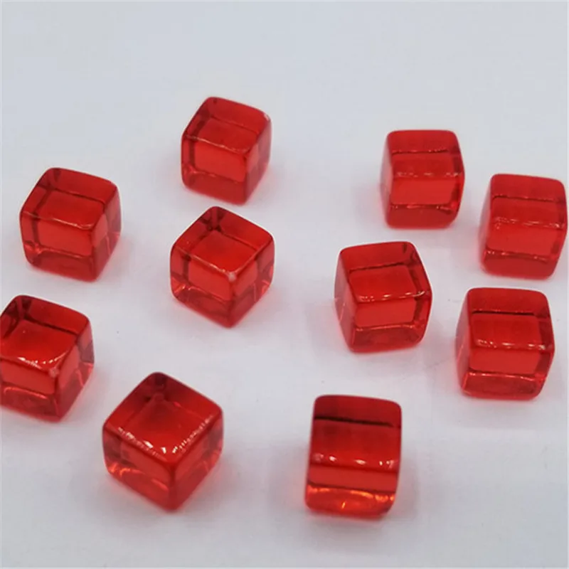 100 шт./компл. 10 мм цветной прозрачной обуви с украшением в виде кристаллов D6 игральная кость шахматная фигура с прямым углом сито для головоломки настольные игры - Цвет: Красный