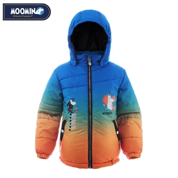 

Moomin boys winter coat 2018 new Polyester Active Hooded High collar to keep warm Blue abrigos free shipping cotton filling