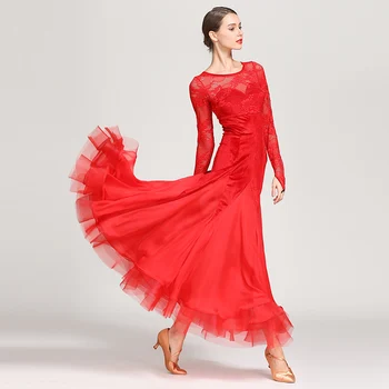 

Lace Ballroom Dance Competition Dresses Women Waltz Salsa Standard Dance Outfit Tango Rumba Performance Dancing Clothes DC1189