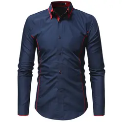 Новое поступление мужская гавайская рубашка 2019 мужской Повседневное Camisa Masculina однотонный деловой рубашка с длинным рукавом брендовая