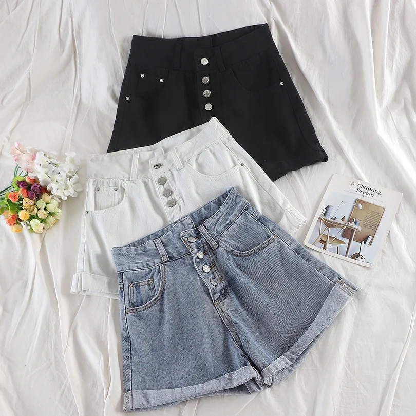 

Taotrees High Waist Wide Leg Jeans Shorts Denim Shorts Gray Blue Shorts Femme Vintage Jeans Shorts Loose Women Summer