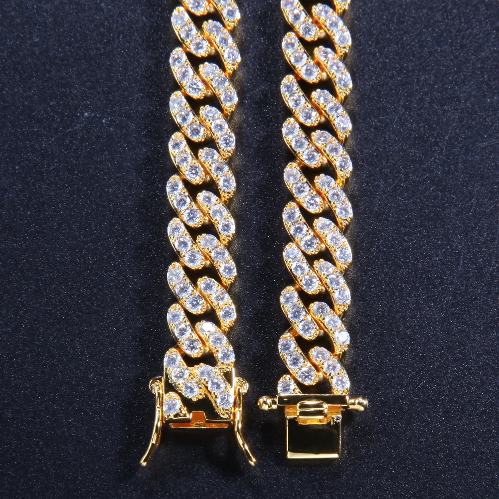 Iced para Fora Jóias para o Presente Cor de Ouro Uwin Cubana Chian Gargantilha Punk Moda Colar Masculino Hiphop 9mm cz 22 Joias e Acessórios