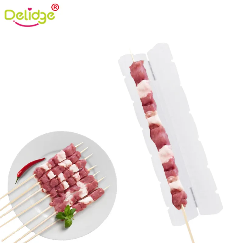 

Delidge 1 pcs Meat Grill Tools White Wear String BBQ Tools Multi-function Barbecue Skewer Machine Wear Meat Vegetable String