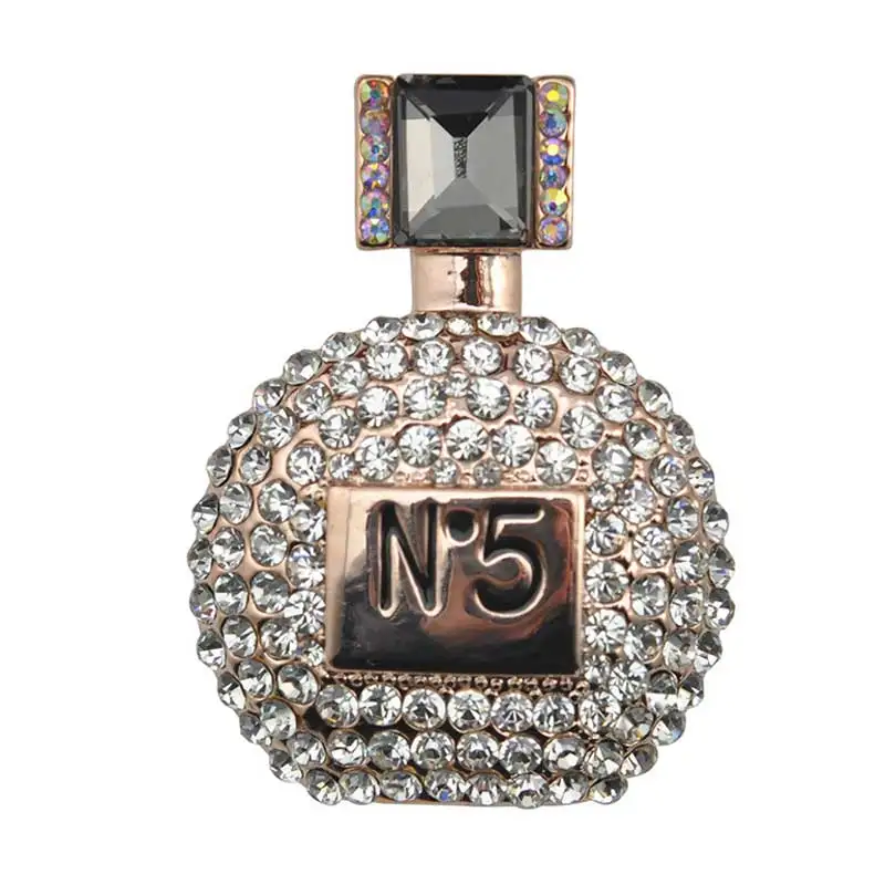 

Luxury Stereo Perfume Bottle N5 Brooches Full Rhinestone Number 5 Party Wedding Brooch Gift For Woman