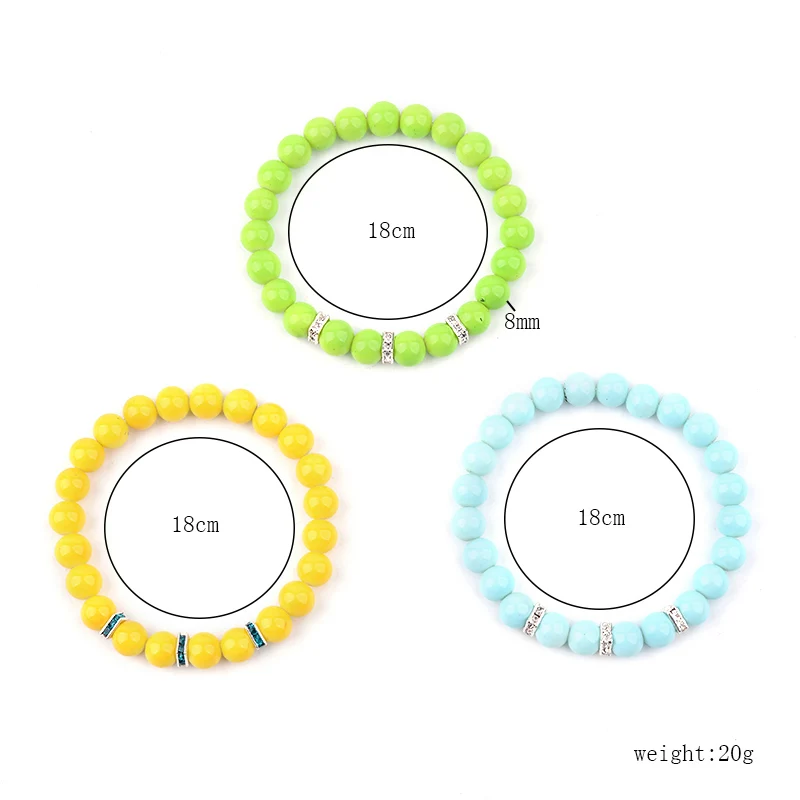 BOJIU милые стеклянные бусины браслеты для женщин Кристалл Rondelle Желтый Синий Зеленый Бусины ювелирный женский браслет леди лучший подарок BC231