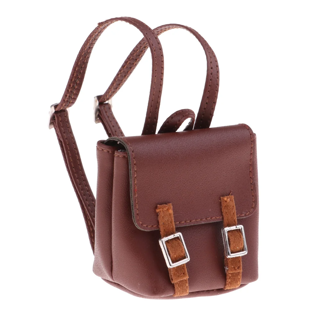

Handmade 1/6 Doll PU Leather Schoolbag Backpack Shoulders Bag for Blythe BJD Doll Dress Up Decor