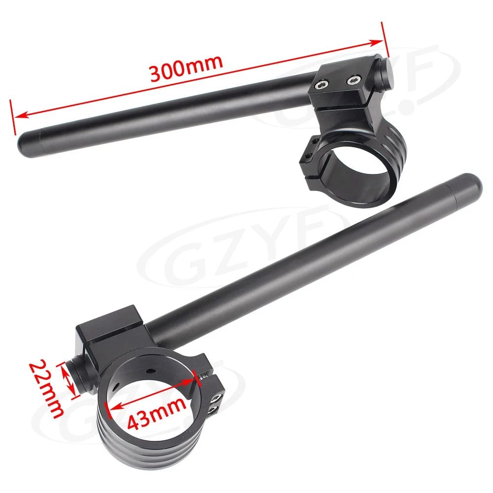 Universal 43mm CNC Motorcycle Riser Clip Ons Clip-on Handlebars 22MM 7/8" Grips Tube Handle Bars Fork Tube Aluminum Alloy