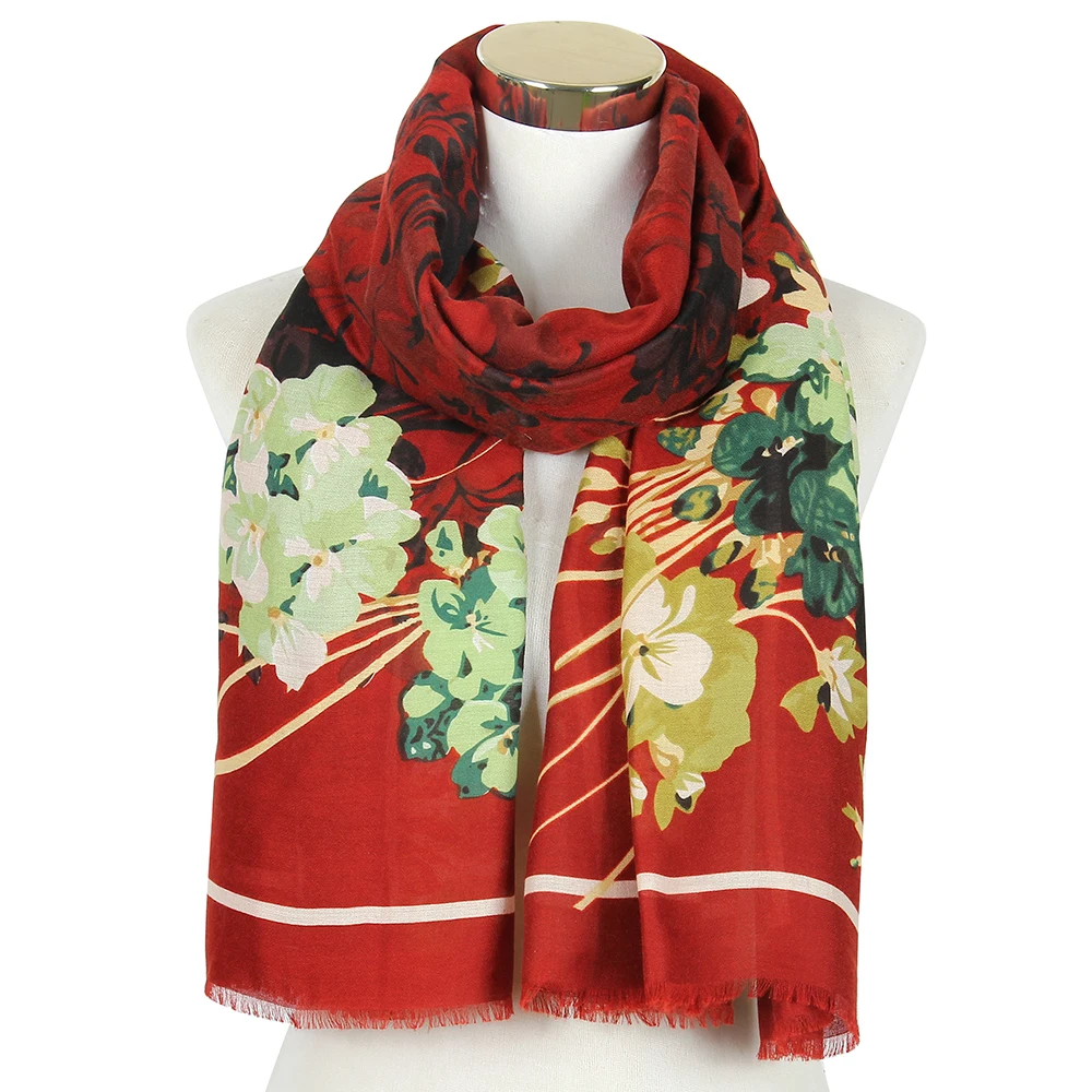 

Hot Sale Red Navy Floral Print Tie Dyeing Large Long Scarf Shawls And Wraps For Ladies Women Female Soft Beach Scarves