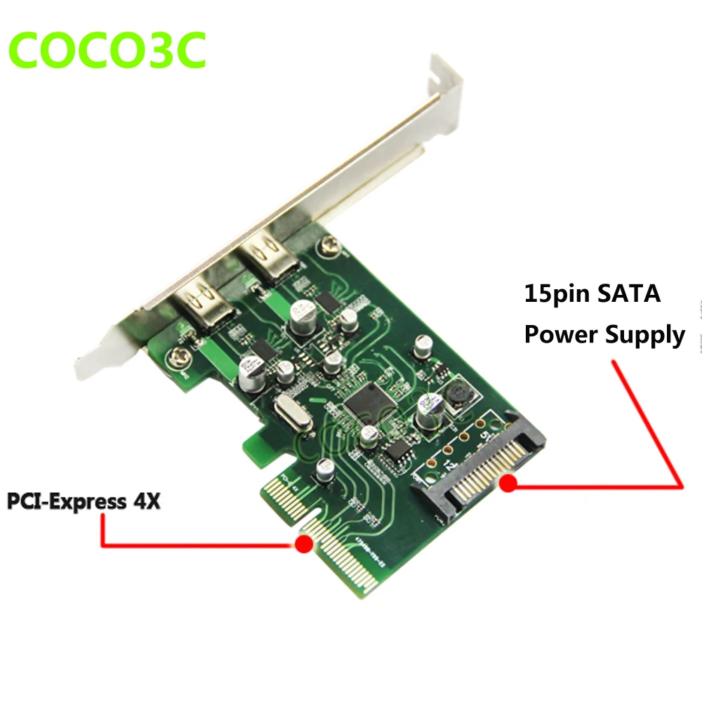 Настольная 2 порта USB 3.1 Type C PCI express карта + PCIe низкопрофильный кронштейн pci e 4x к