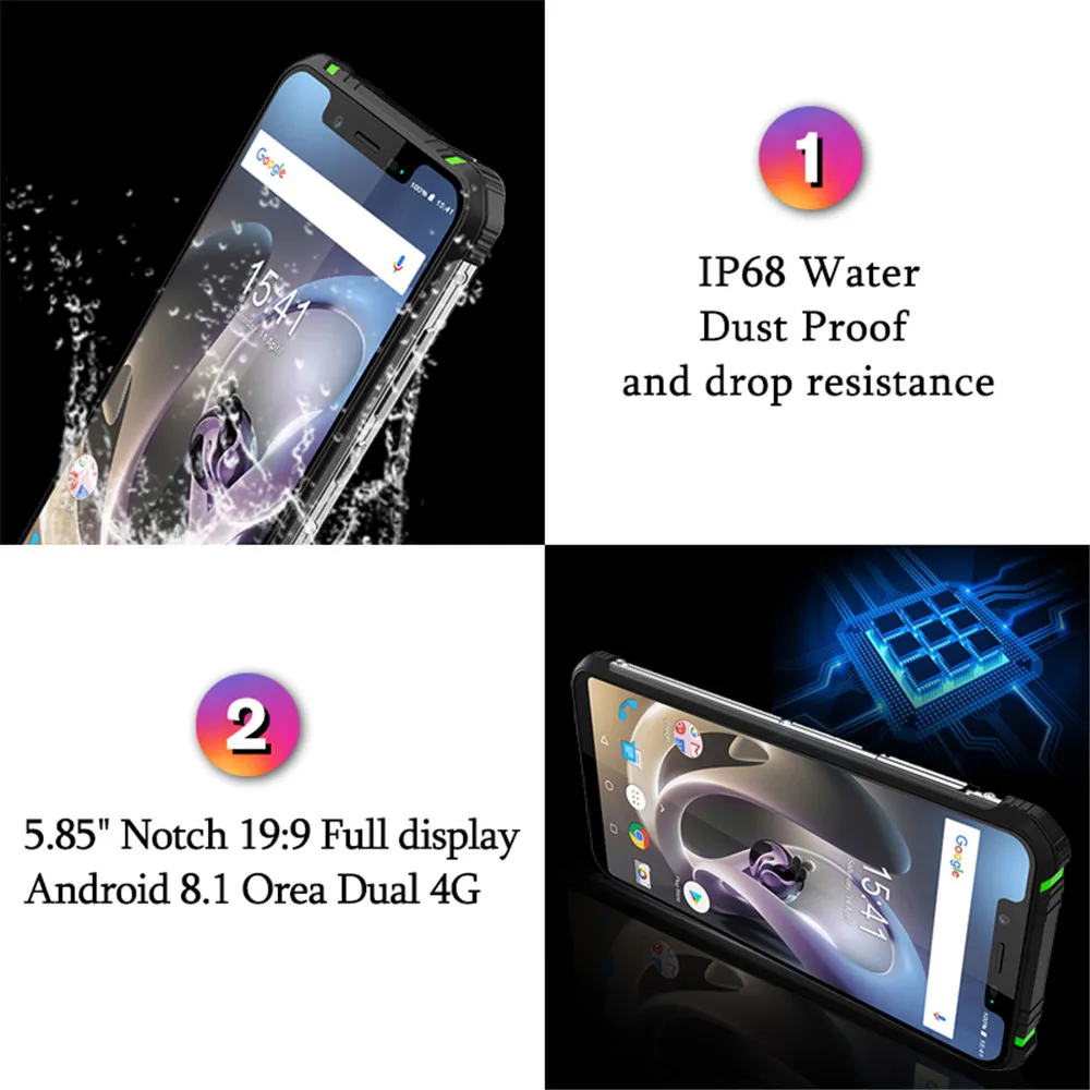  Original Global Version HOMTOM ZOJI Z33 IP68 Waterproof Smartphone Quad Core 3GB 32GB 4600mAh Face 