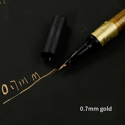 Для рисования маркеры для художников ручка для письма маркировка пластик стекло сталь дерево Одежда Дизайн Марка ручка для DIY чертежи товары для рукоделия - Цвет: 0 point 7mm gold