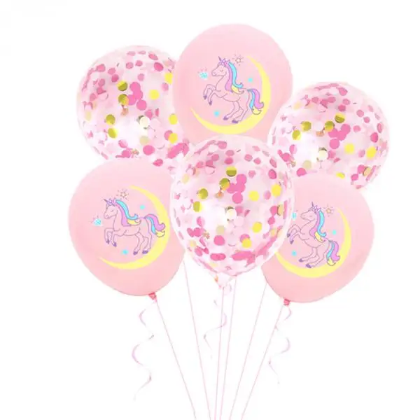 10PCS Clear Balloons Foil Confetti Transparent Balloons with Colorful Sequin Cartoon Pictures Unicorn Birthday Party Decorations