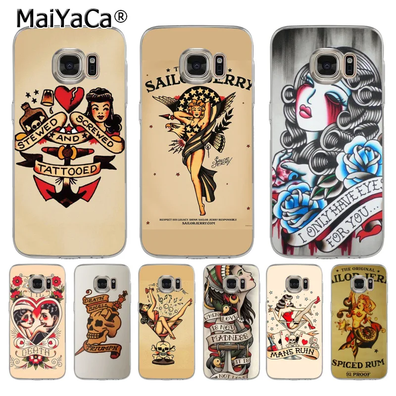 

MaiYaCa Sailor Jerry Tattoo 06 2018 Colored Drawing soft tpu phone Case for samsung galaxy s8 s7 edge s6 edge plus s5 s9 case
