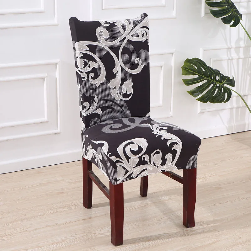 Растягивающийся стул из полиэстера спандекса, чехол, скандинавский цветочный принт, анти-грязный чехол для сиденья, для столовой, для офисного стула, защитный чехол для сиденья