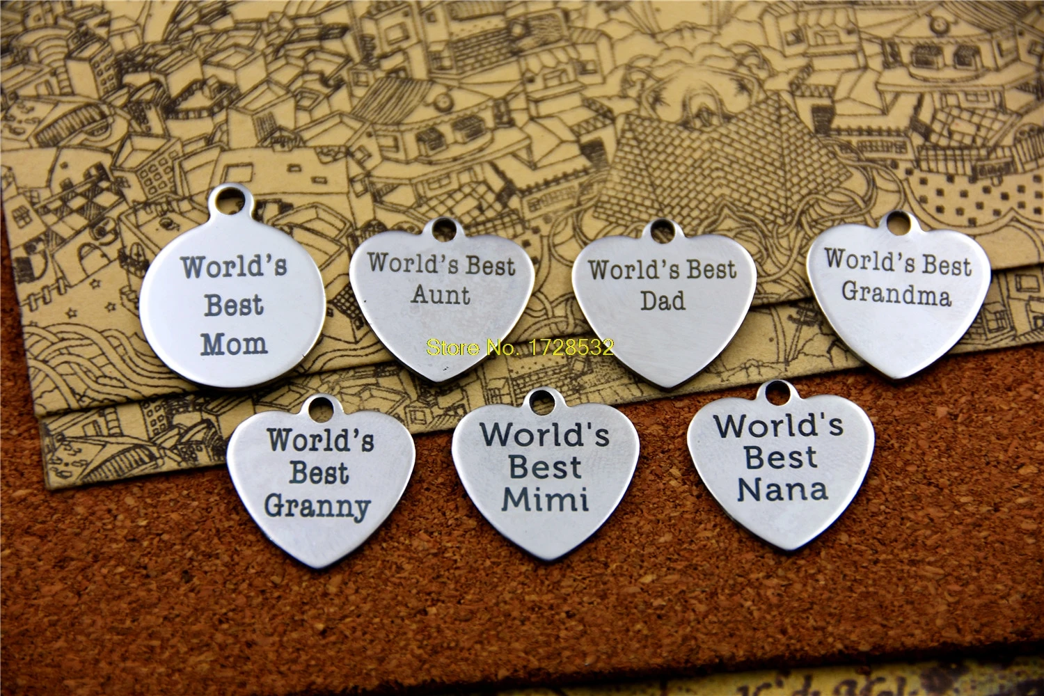 

10pcs--stainless steel charms "world's best mom/aunt/dad/grandma/granny/mimi/nana"charm pendant