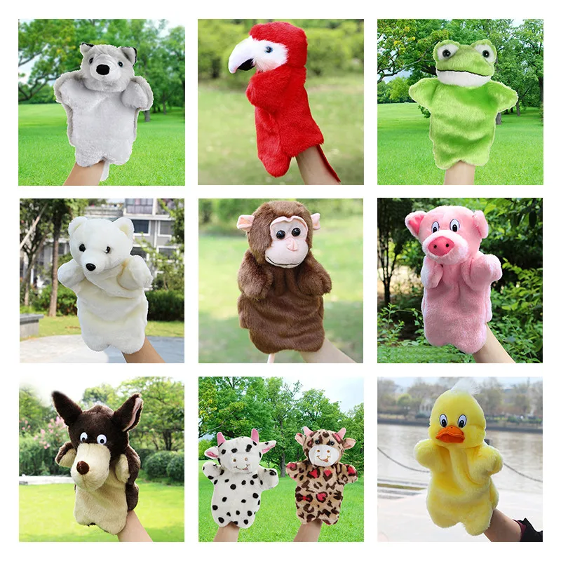 Animal Hand Puppet Baby Plush font b Toys b font Parrot Eagle Duck Wolf Doll Baby