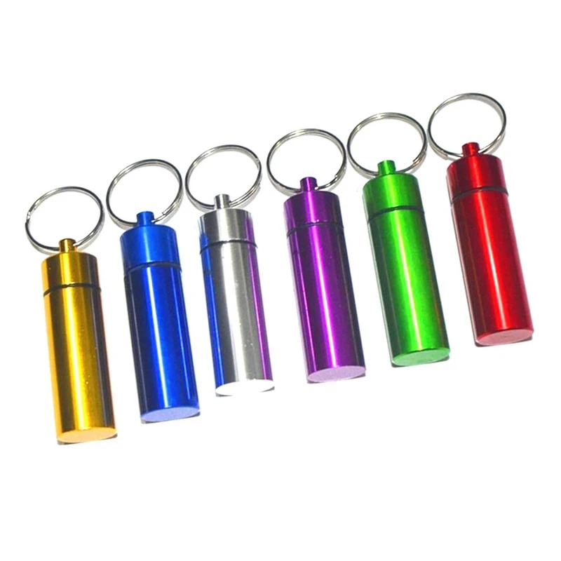 1PC Waterproof Aluminum Pill Box Case Bottle Cache Drug Holder Container Keychain Medicine Box Health Care